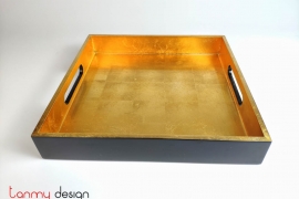 Square lacquer tray with plain gold 32cm